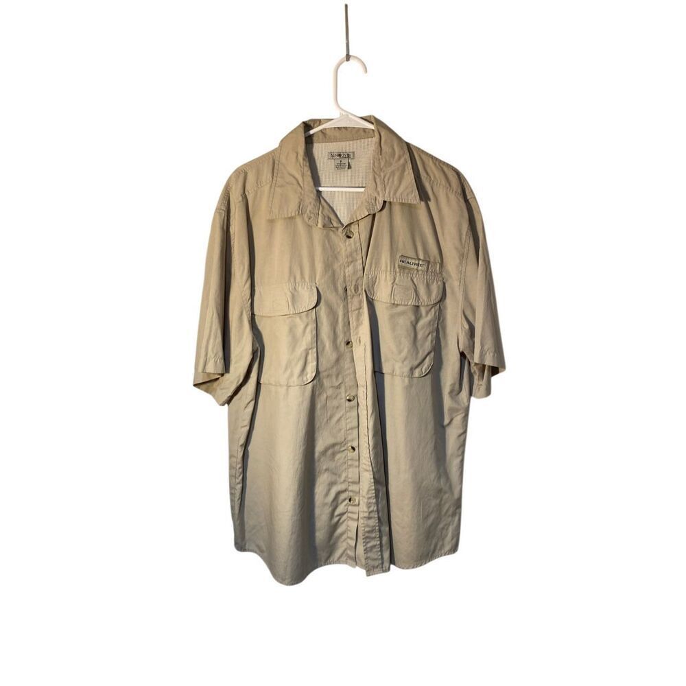 Sun River men’s khaki outdoorsy, fishing vented shirt, XL